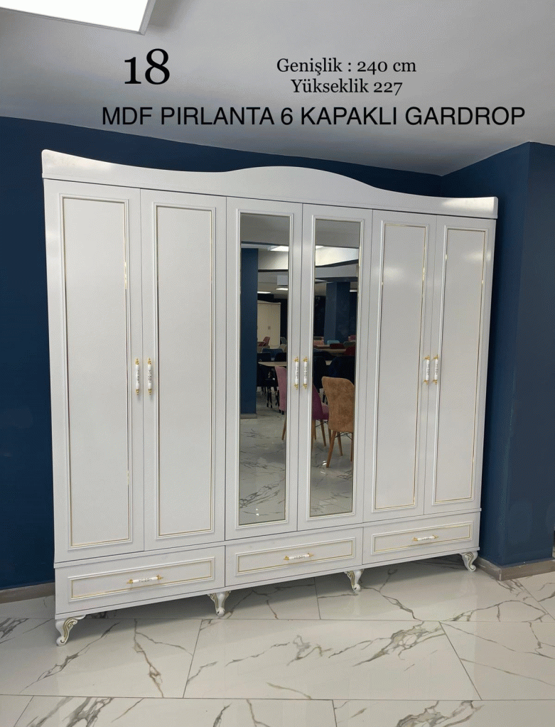 Pırlanta 6 Kapaklı MDF Gardrop
