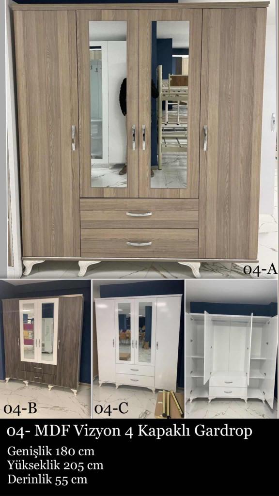 Vizyon 4 Kapaklı MDF Gardrop